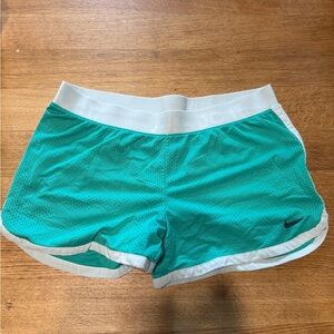 Nike Women's Teal and White Athletic Shorts